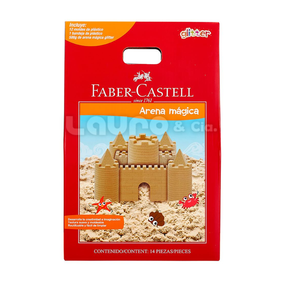 Arena mágica glitter 500g+12moldes+bandeja
