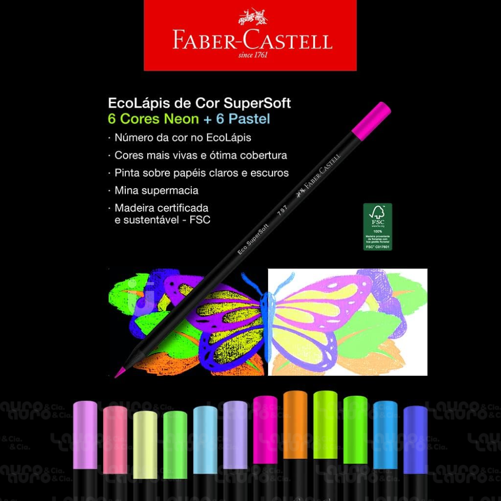 EcoLápices De Color SuperSoft Neon Pastel 12 unidades - Imagen 3