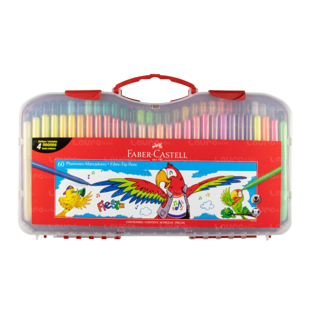 Marcadores Fiesta en estuche Rígido de 60 uni.