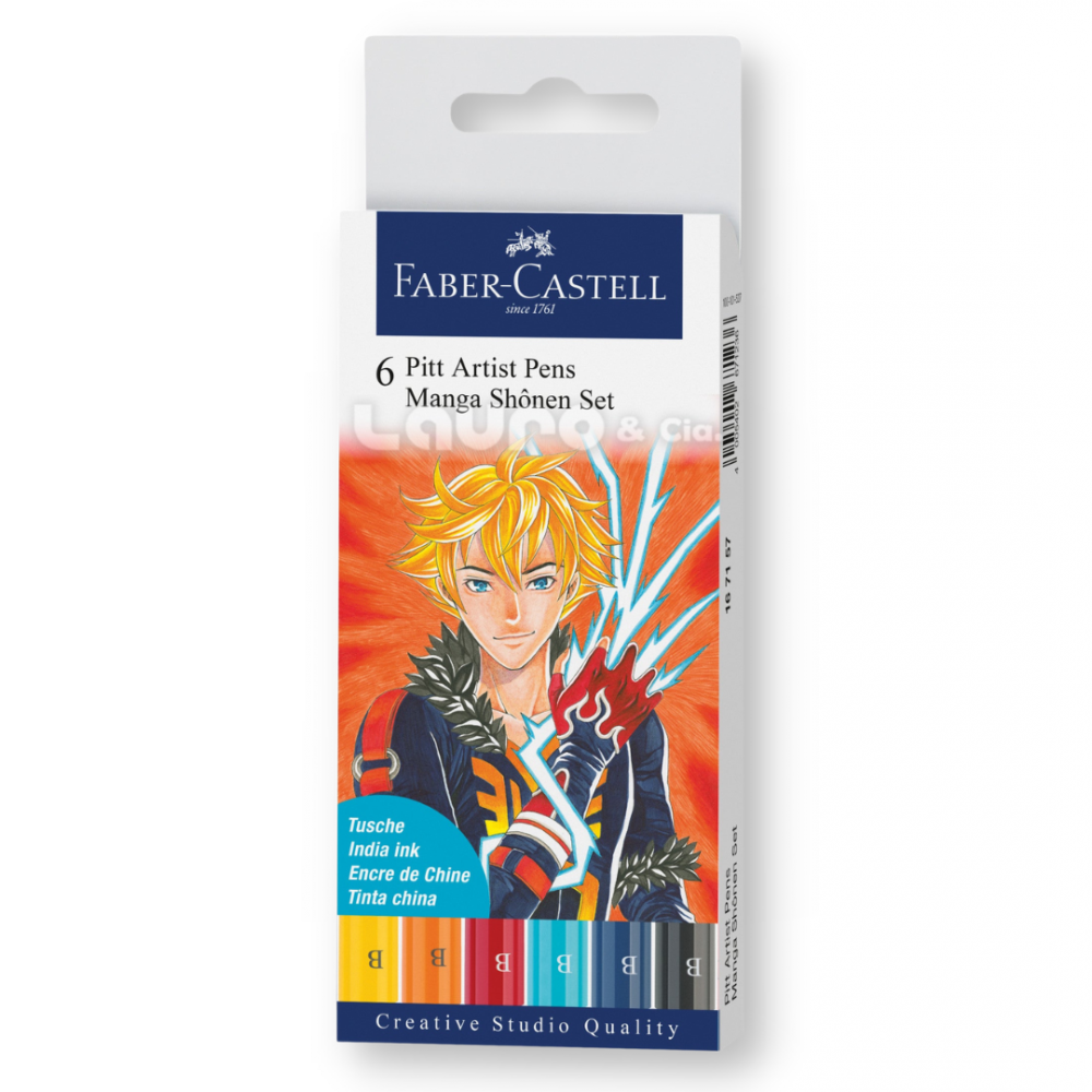 Pitt Artist Pen Brush Bolígrafo de tinta china, estuche de 6, Shônen