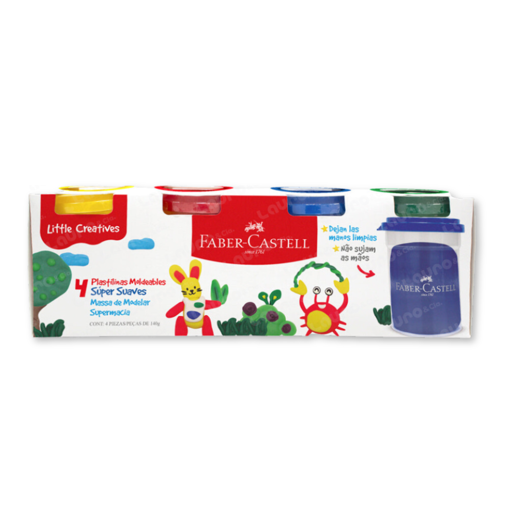Plastilinas moldeables súper suaves estuche x4 Little Creatives