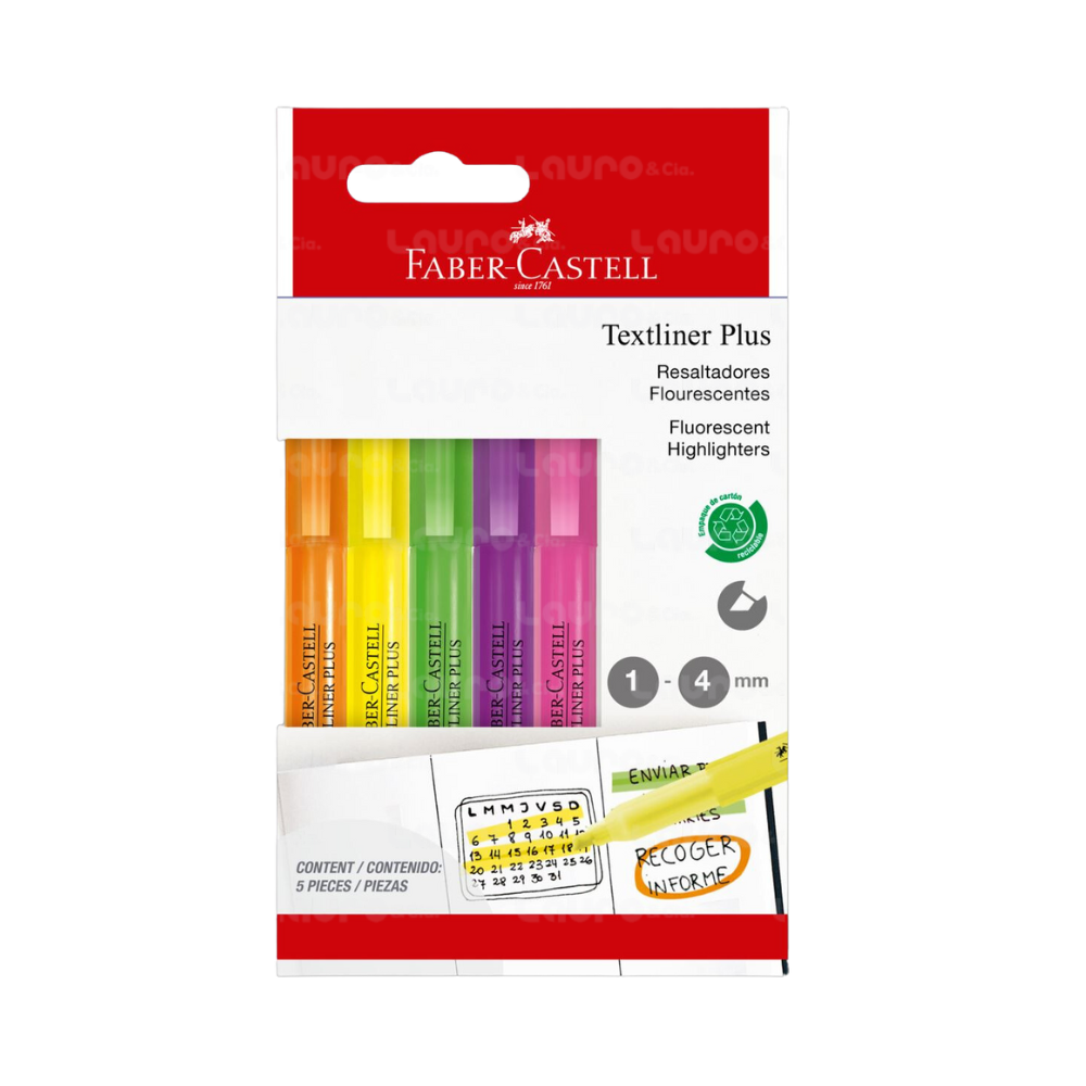 Resaltadores Textliner Plus x5 colores Neones