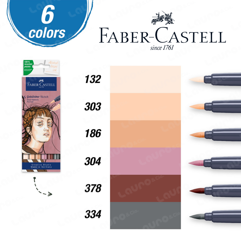 Sketch Marker Goldfaber Retrato set x6 Marcador Doble Punta (Pincel y Micropunta) - Imagen 2