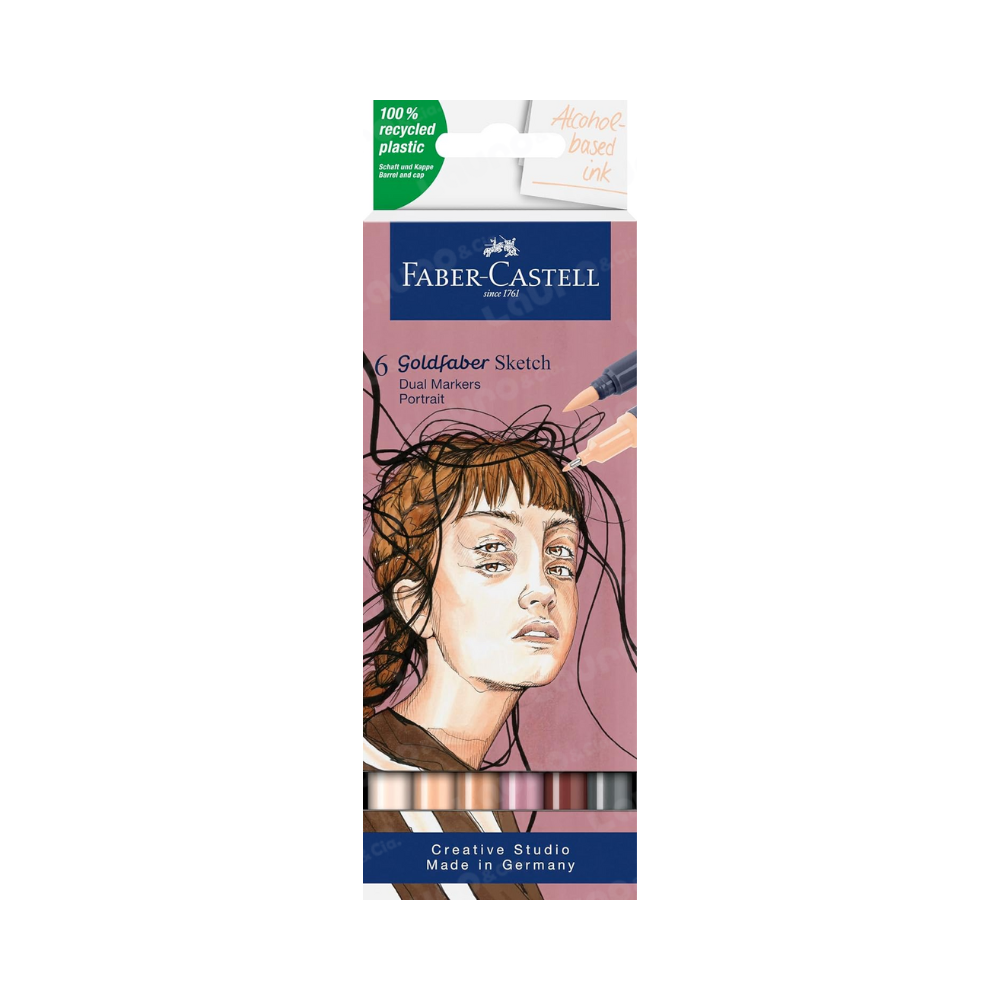 Sketch Marker Goldfaber Retrato set x6 Marcador Doble Punta (Pincel y Micropunta)