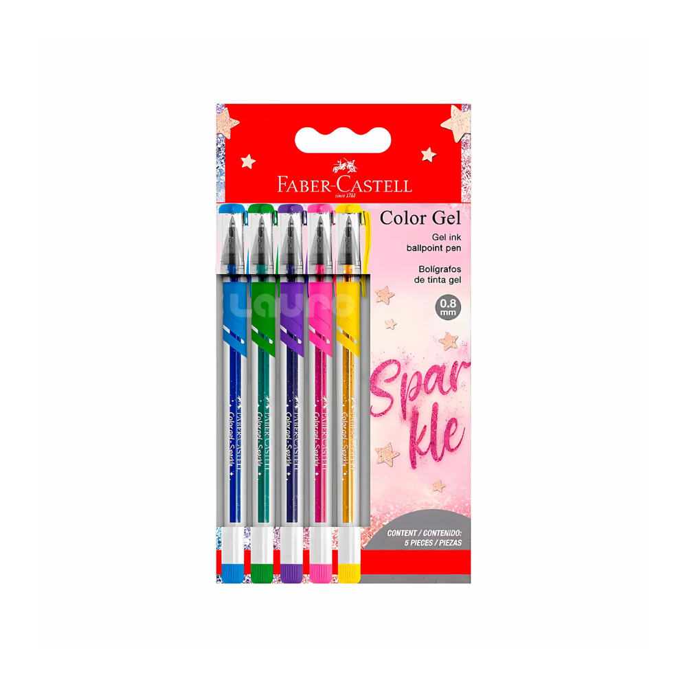 Bolígrafos de Color Gel Sparkle Glitter x 5 colores