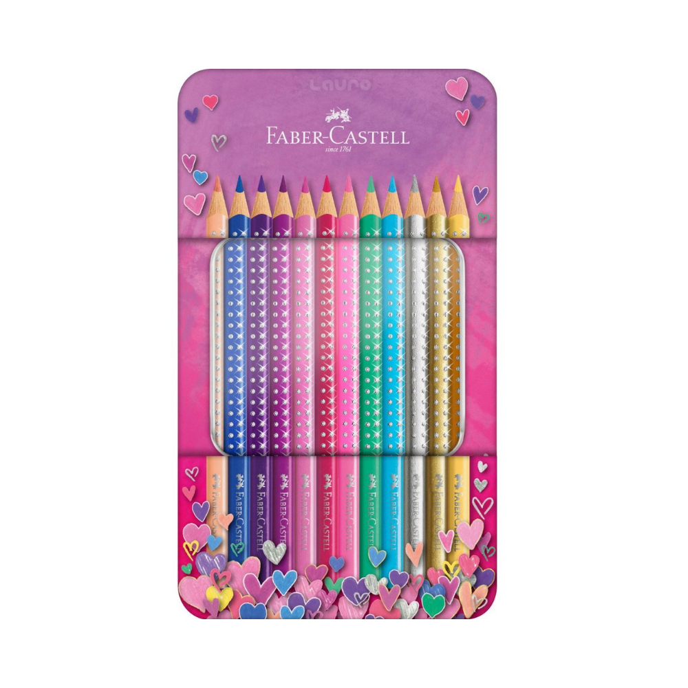 Estuche metálico con 12 lápices de color Sparkle